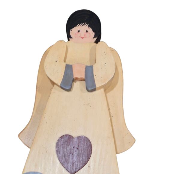 Vintage Wooden decorative angel figures, Lot of Two 16" 12" - Picture 11 of 13